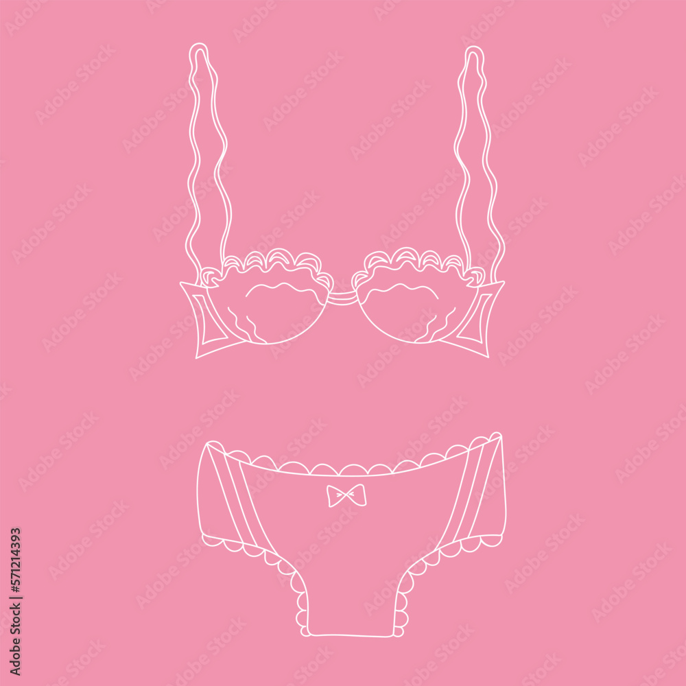 Illustration of lacy romantic lingerie on a pink background Illustration of lacy romantic lingerie on a pink background