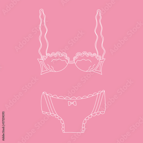 Illustration of lacy romantic lingerie on a pink background