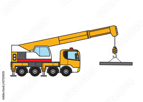 Vector illustration color children construction crane truck 