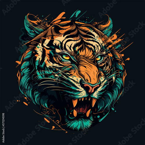 Roaring tiger head vector illustration