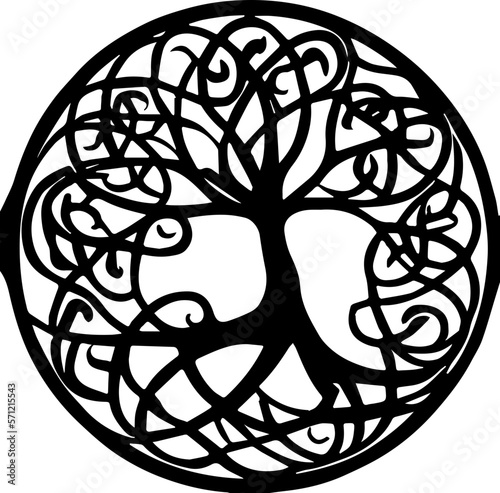 An abstract transparent celtic knot tree shape design element.  Vectorized from an AI Generation.