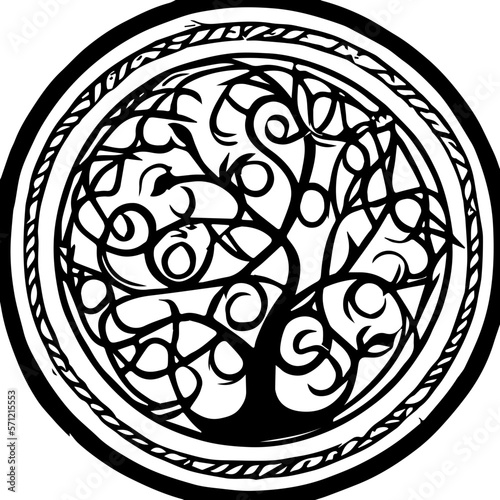 An abstract transparent celtic knot tree shape design element.  Vectorized from an AI Generation.