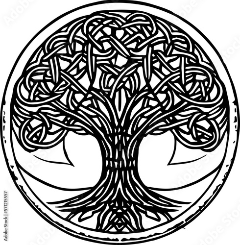 An abstract transparent celtic knot tree shape design element.  Vectorized from an AI Generation.