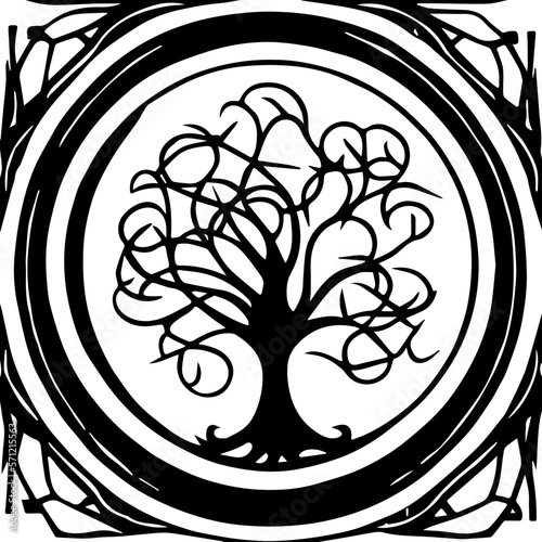 An abstract transparent celtic knot tree shape design element.  Vectorized from an AI Generation.