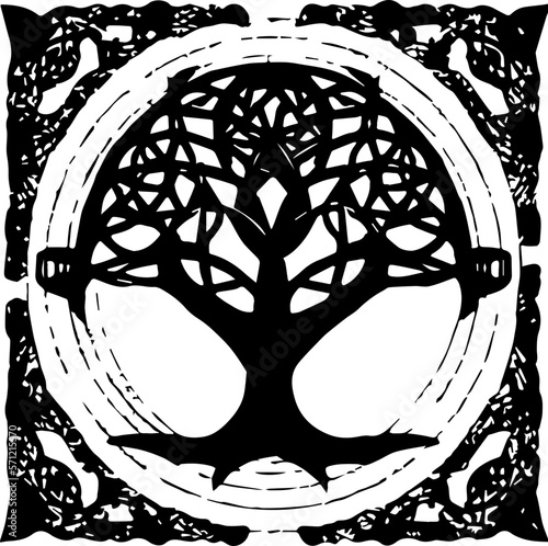 An abstract transparent celtic knot tree shape design element.  Vectorized from an AI Generation.
