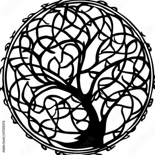 An abstract transparent celtic knot tree shape design element.  Vectorized from an AI Generation.