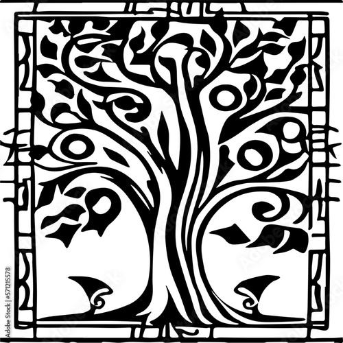 An abstract transparent celtic knot tree shape design element.  Vectorized from an AI Generation.