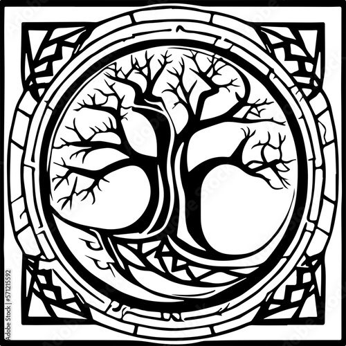 An abstract transparent celtic knot tree shape design element.  Vectorized from an AI Generation.
