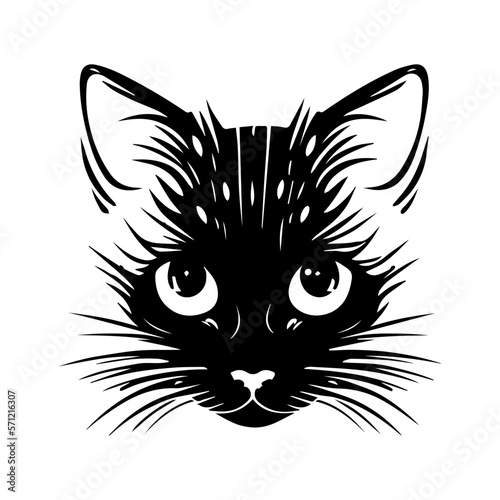  Face of a cat that can be used as a logo, icon or avatar. It is a simple, minimalist, and abstract design that captures the essence of a cat while also being unique and playful. 