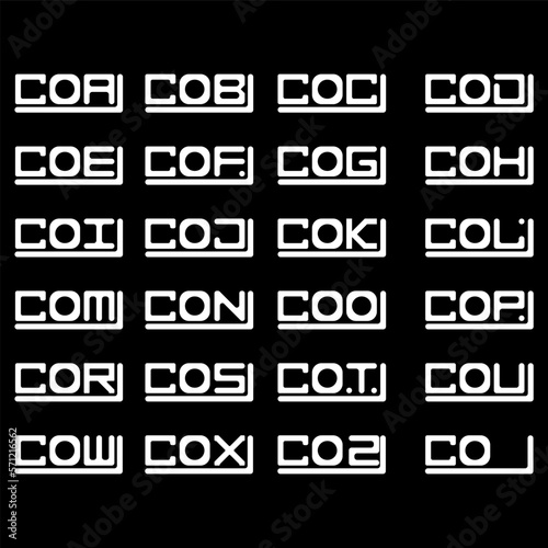 COA to COZ creative letter logo design. Multiple Logo design