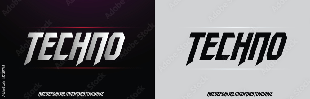 Techno, Game Sport Movie Alphabet Font. Typography modern regular style font for technology, digital, logo design. vector illustration