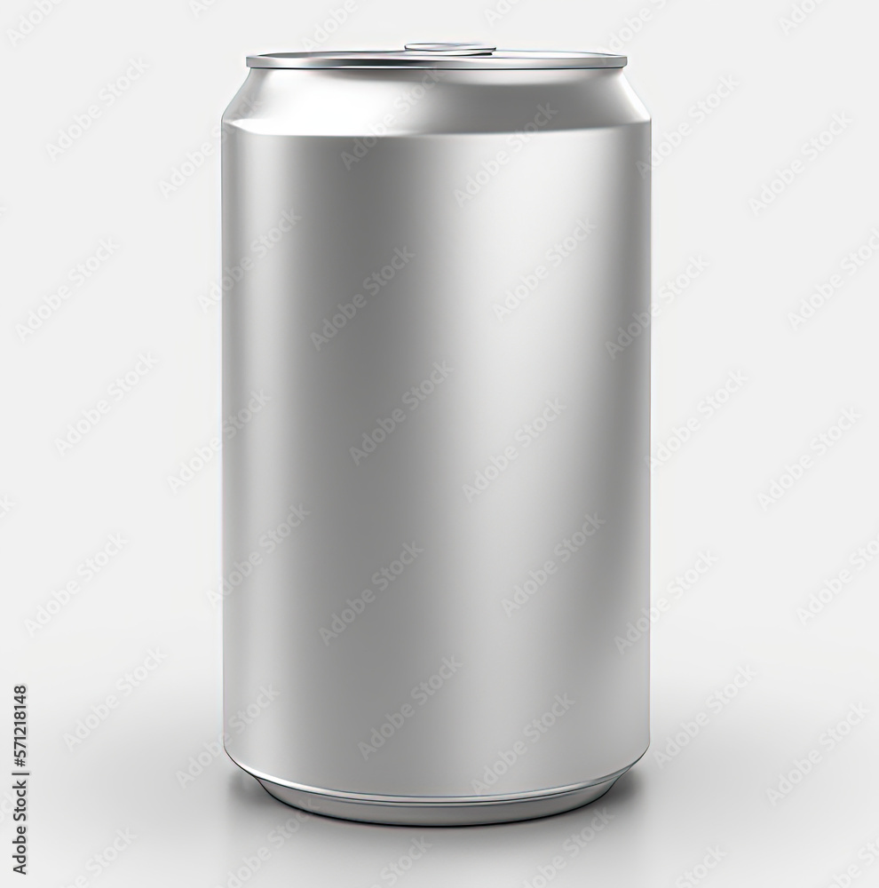 Empty silver beer can. Generative AI. Empty silver beer can. Generative AI.