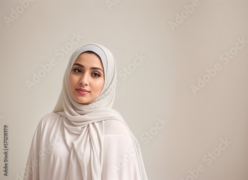 Arabian Muslim Woman Wearing Hijab, Generative AI © Rizka