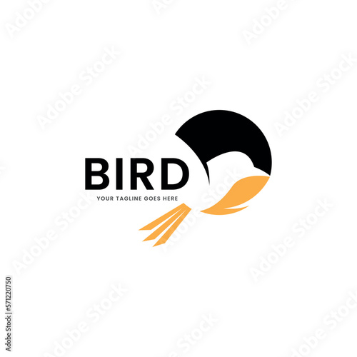 unique bird silhouette logo - vector illustration on a light background