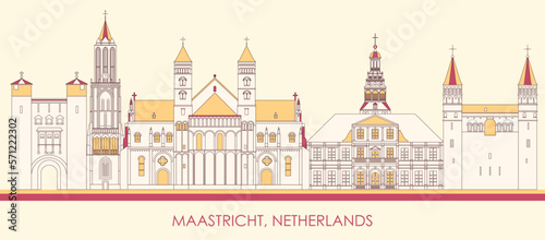 Cartoon Skyline panorama of city of Maastricht, Netherlands  - vector illustration