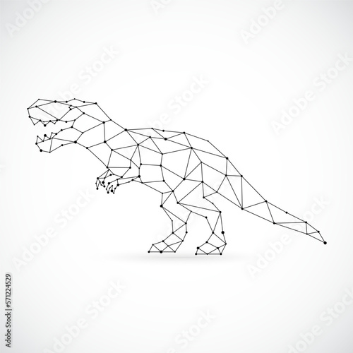 Geometric Tyrannosaurus silhouette. Image of Tyrannosaurus n the form of constellation. Side View. Mythical animal.