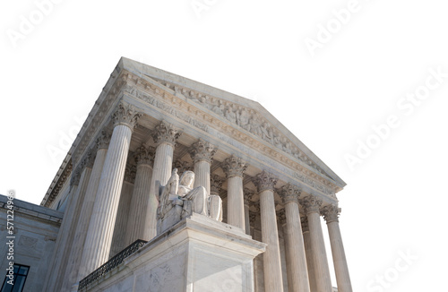 US Supreme Court Building with cut out background and sky. photo
