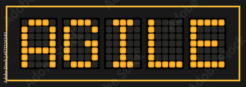 Orange color led banner in word agile on black background