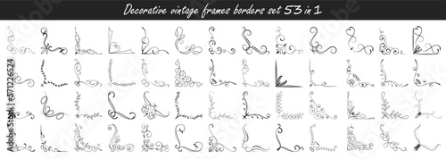 Set of ornamental corners in different style. Vector floral corners set