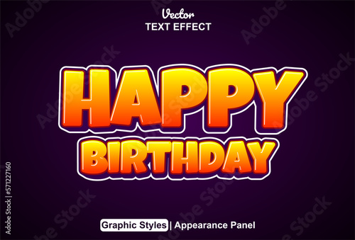 happy birthday text effect with graphic style and editable.