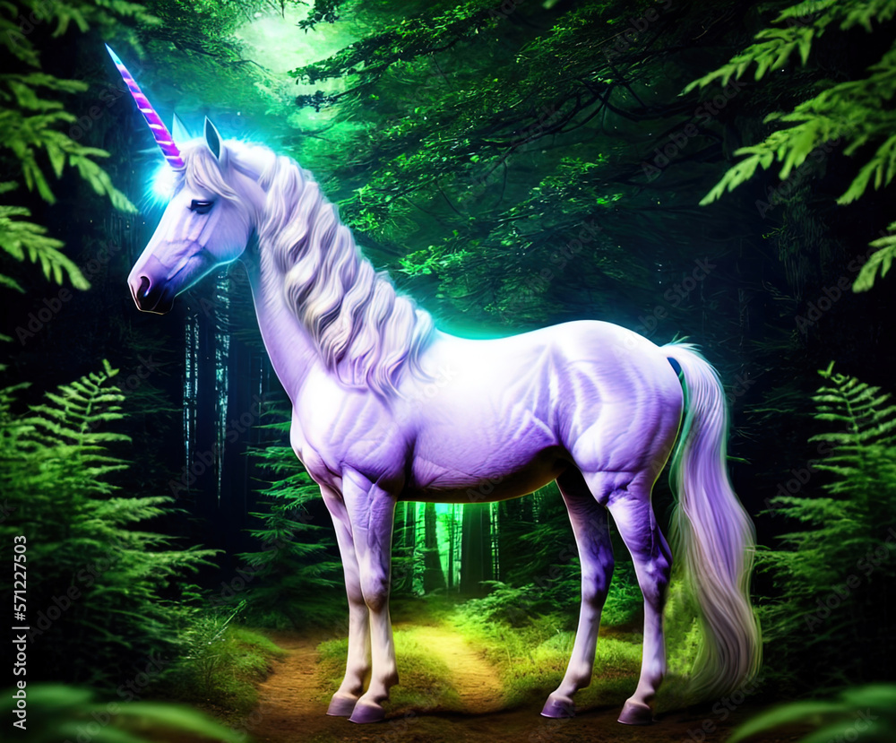 Fototapeta premium A magnificent unicorn. Mysterious and magical. 