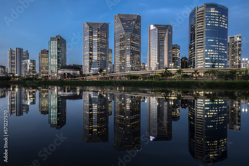 City skyline in Marginal Pinheiros, Sao Paulo, Brazil photo