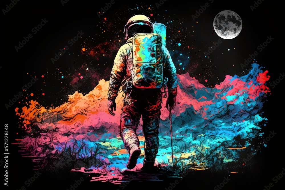 Astronaut walking on the moon, Generative AI Astronaut walking on the moon, Generative AI