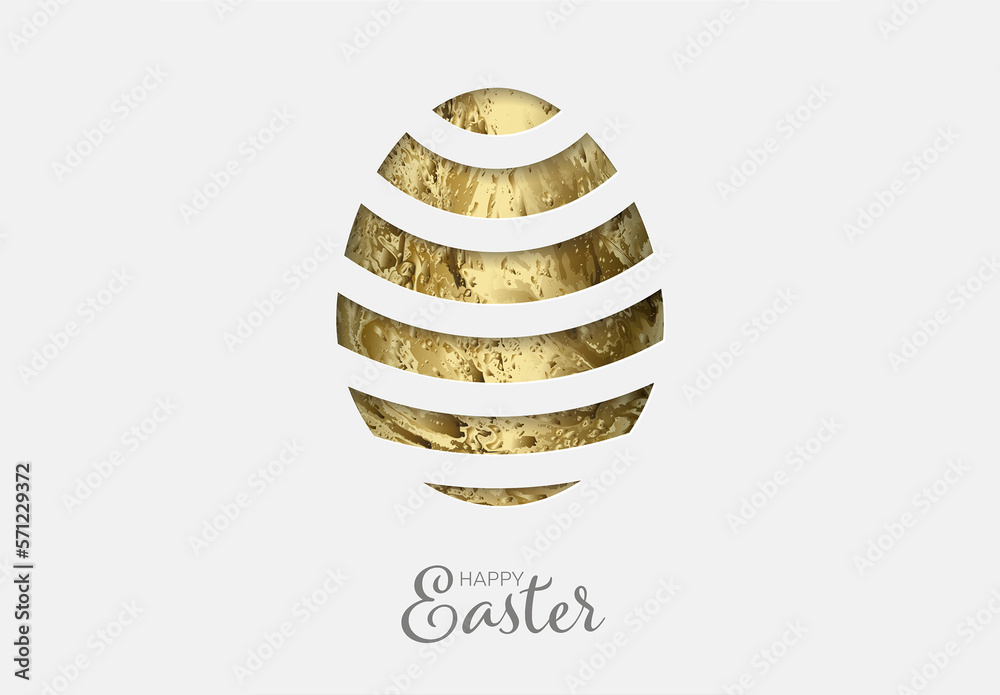 Vector cut Paper card / poster with striped easter golden egg