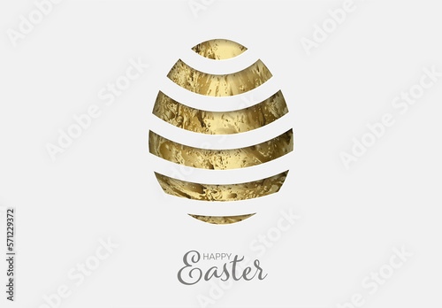 Obraz na płótnie Vector cut Paper card / poster with striped easter golden egg w salonie