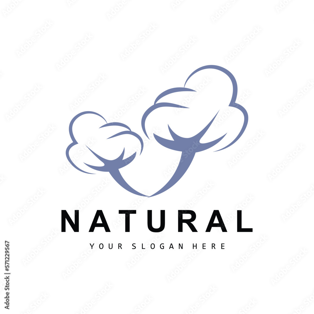 Cotton Logo, Natural Biological Organic Plant Design, Beauty Textile and Clothing Vector, Soft Cotton Flowers Cotton Logo, Natural Biological Organic Plant Design, Beauty Textile and Clothing Vector, Soft Cotton Flowers