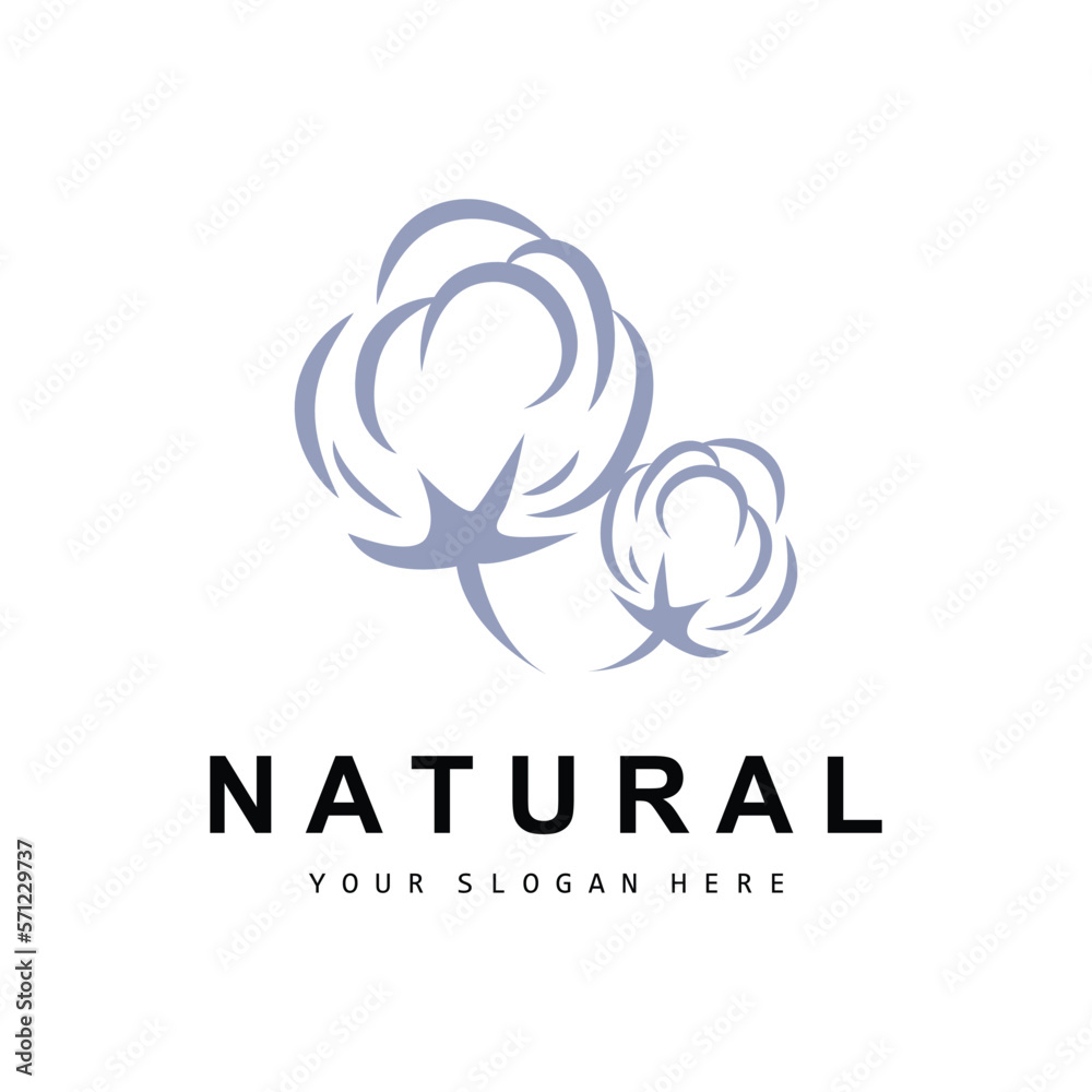 Cotton Logo, Natural Biological Organic Plant Design, Beauty Textile and Clothing Vector, Soft Cotton Flowers Cotton Logo, Natural Biological Organic Plant Design, Beauty Textile and Clothing Vector, Soft Cotton Flowers