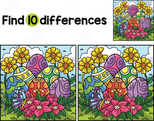 Easter Eggs with Flowers Find The Differences