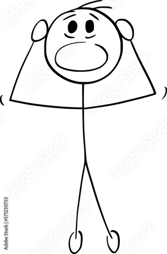 Person Suffering From Stress, Vector Cartoon Stick Figure Illustration