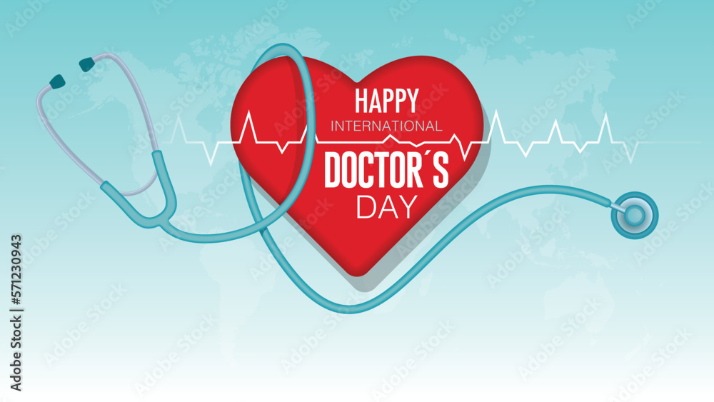 HAPPY INTERNATIONAL DOCTOR S DAY Greeting card. Blue stethoscope ...