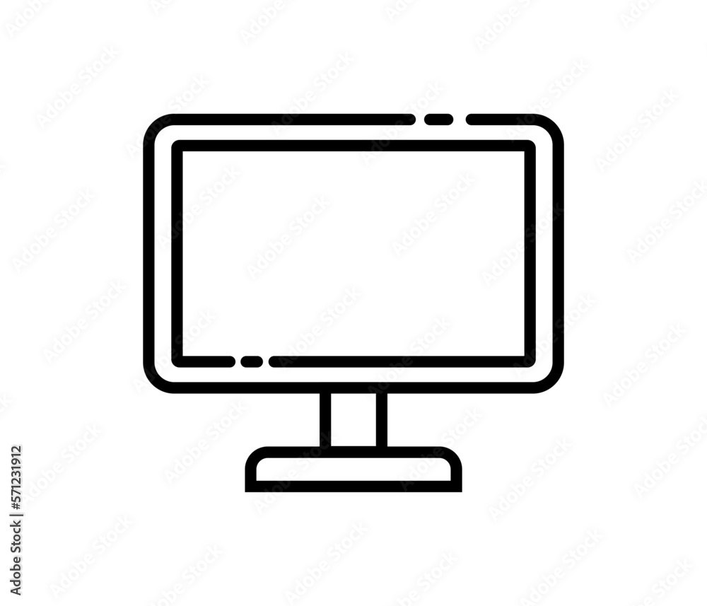 Lcd monitor icon outline computer screen vector image Lcd monitor icon outline computer screen vector image