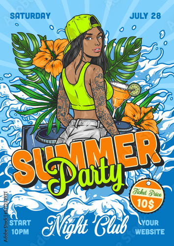 Summer beach party colorful flyer