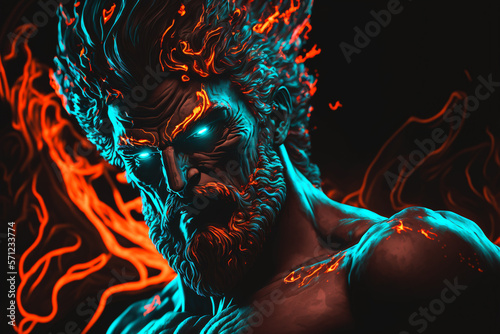 Ancient Greek god Ares portrait. Generative AI illustration. photo