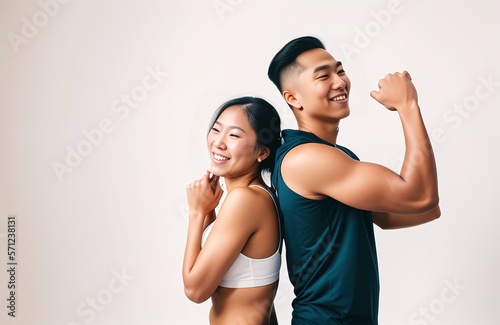 Beautiful Asian Young Sports Couple, Generative AI