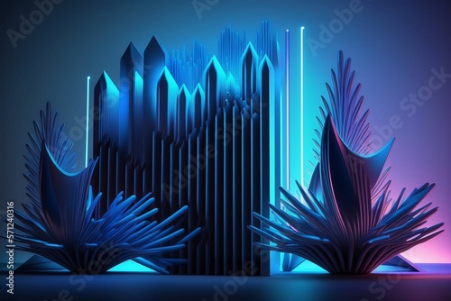 Abstract iridescent holographic neon lines. Nice background 3d render. Gradient design element for backgrounds, banners, wallpapers, posters and covers photo