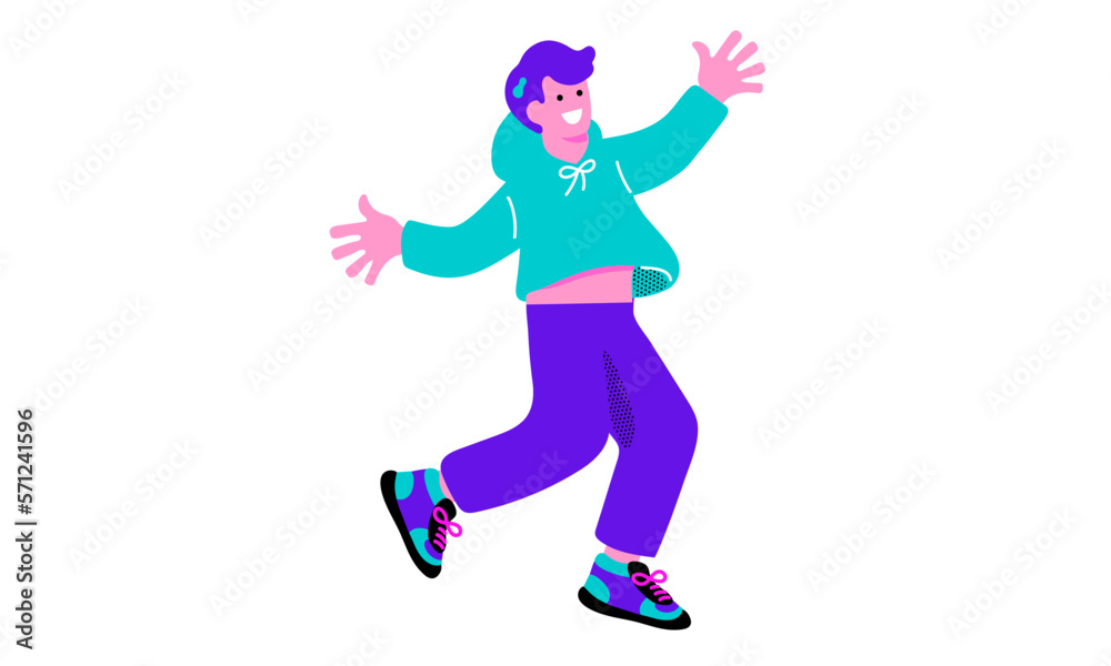 Fototapeta premium ポップなカラーの喜ぶ男性のイラスト