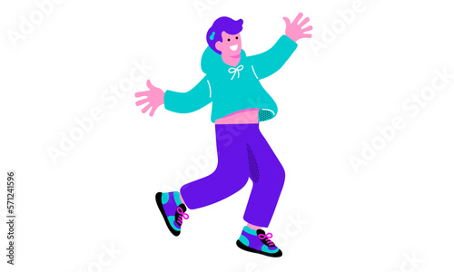 ポップなカラーの喜ぶ男性のイラスト