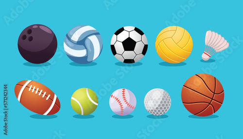 Sports balls isolated vector illustration  