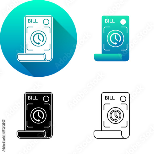 Bill Payment History Reverse Asset Finance Icon, Set of Flat Diagonal Shadow, Black-White Silhouette, Line Art Logo Icon Symbol Isolated on White Background Financial, Bank, Business