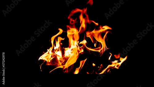 burning fire on a black background