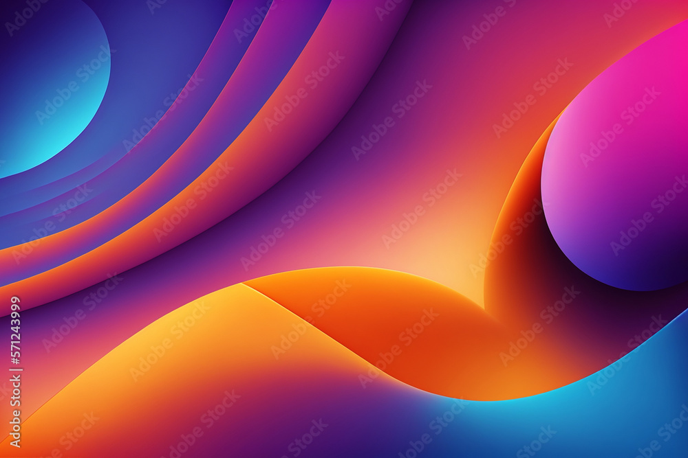 Blue, purple, orange abstract fluid background. Generative ai.