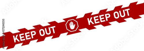 Keep Out Red White Stripe Tape Restriction Sign Icon Symbol. Vector Image.