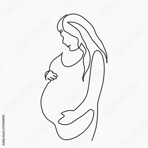 continuous line, one line International Mother's Day holding a baby pregnant mother family warm illustration hand drawn simple vector