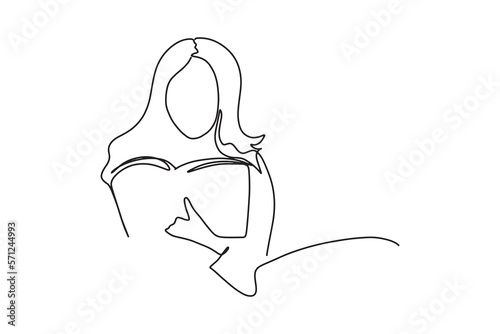 Continuous line reading a book Concept, study, relax, style, design, hand drawn, vector illustration