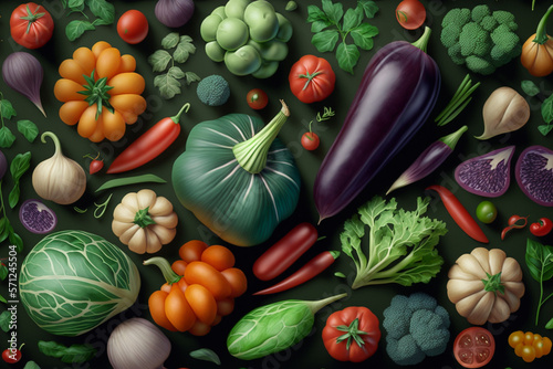 Green vegetable collection background texture  detailed art