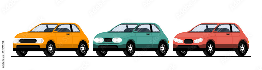 Set cars two seat color difference on isolated background, Digital marketing illustration. Set cars two seat color difference on isolated background, Digital marketing illustration.